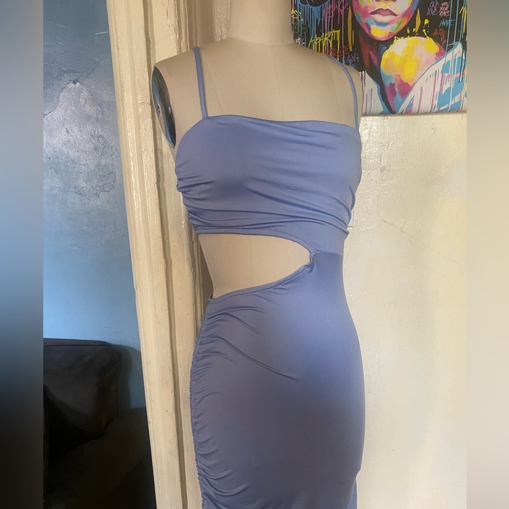 baby blue cut out dress